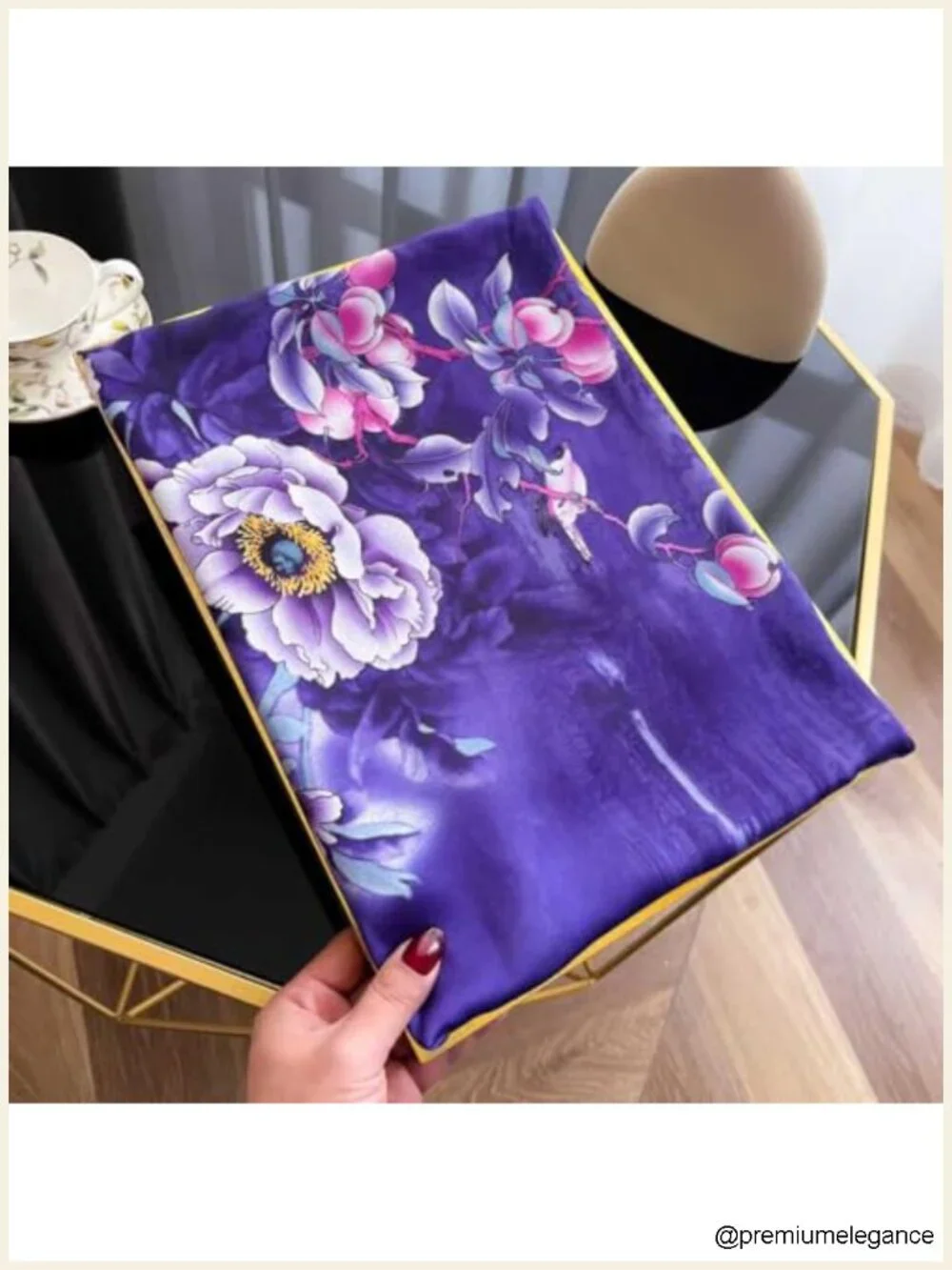 Silk Feel Scarf Wrap Pashmina Shawl Lightweight Floral Evening Wedding